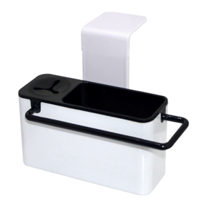 Self Draining Sink Caddy Kitchen Sponge Brush Holder Adjustable White Black