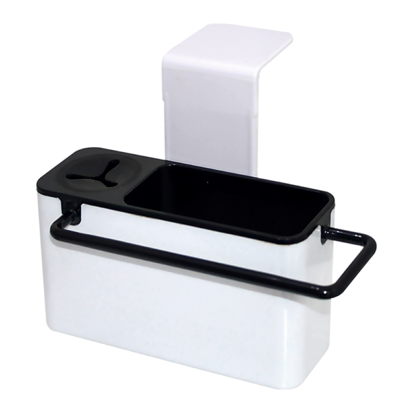 Self Draining Sink Caddy Kitchen Sponge Brush Holder Adjustable White Black