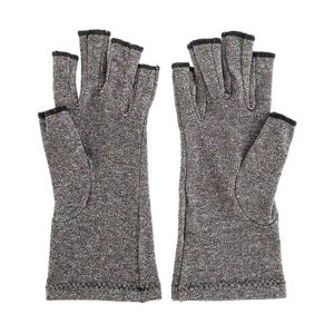 Arthritis Compression Gloves Small Open Finger Cotton Lycra Hand Support Grey