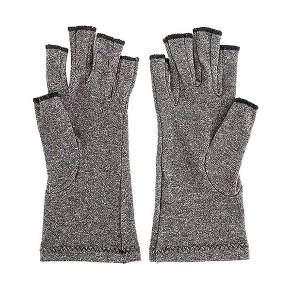 Arthritis Compression Gloves Small Open Finger Cotton Lycra Hand Support Grey