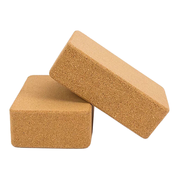 2 Pack Cork Yoga Blocks Organic Non Slip Exercise Bricks 7.5x12x22.5cm 1kg