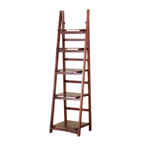 5 Tier Ladder Shelf Wooden Storage Display Rack Coffee MDF Chipboard 45x34x140cm