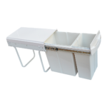 Pull Out Waste Bin Double 30L Kitchen Cabinet Slide Garbage 10L+20L White Plastic