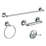 Bathroom Accessory Set Chrome 4PC Towel Bar Ring Hook Holder Stainless Steel