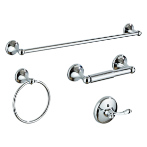 Bathroom Accessory Set Chrome 4PC Towel Bar Ring Hook Holder Stainless Steel