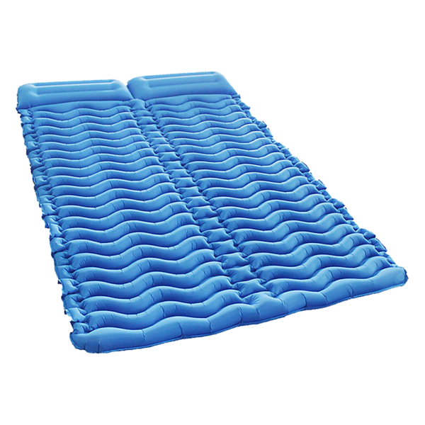 Two Person Camping Sleeping Pad V Chamber 192x132cm Blue with Repair Kit