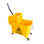 Commercial Janitor Mop Bucket 20L Side Press Wringer Caster Wheels Yellow