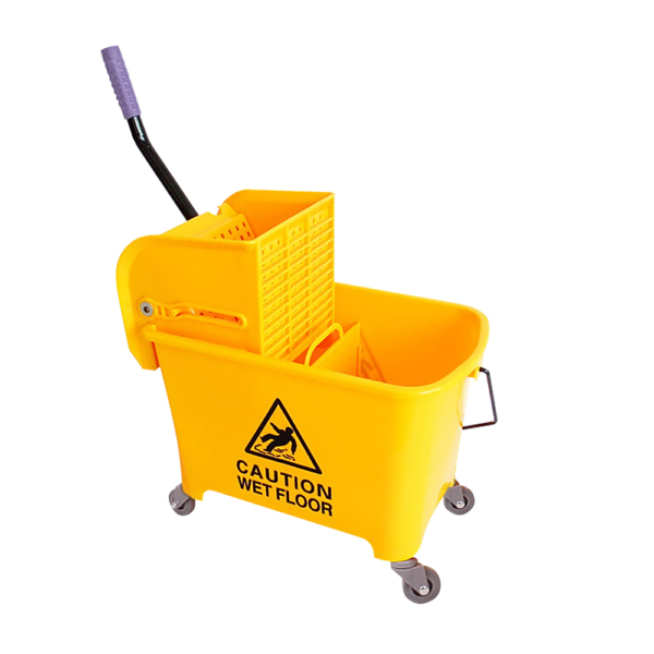 Commercial Janitor Mop Bucket 20L Side Press Wringer Caster Wheels Yellow