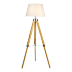 Tripod Floor Lamp Adjustable Wood 145cm White Shade Reading Light Home Decor