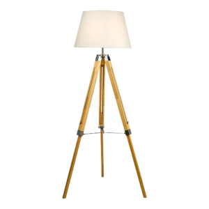 Tripod Floor Lamp Adjustable Wood 145cm White Shade Reading Light Home Decor