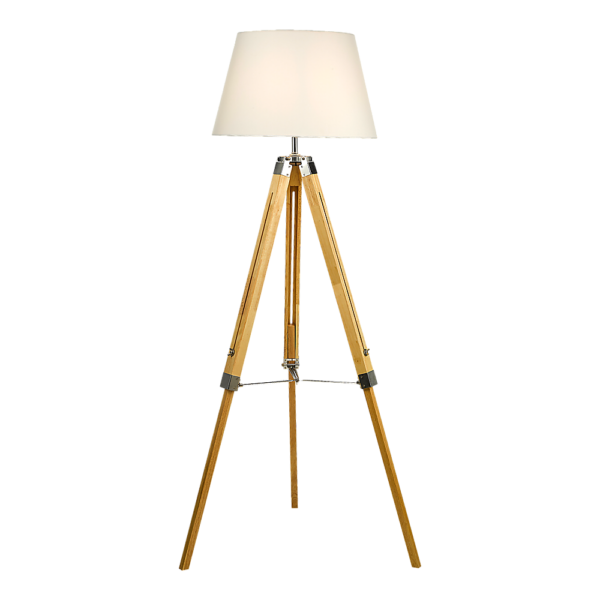 Tripod Floor Lamp Adjustable Wood 145cm White Shade Reading Light Home Decor