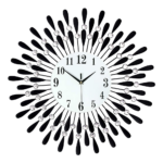 3D Crystal Wall Clock 70cm Silent Quartz Black Round Metal Home Decor Art