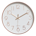 Wall Clock 30cm Contemporary Rose Gold Silent Quartz Battery Operated Non Ticking