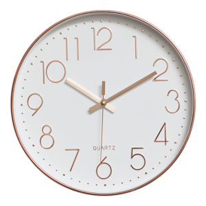 Wall Clock 30cm Contemporary Rose Gold Silent Quartz Battery Operated Non Ticking