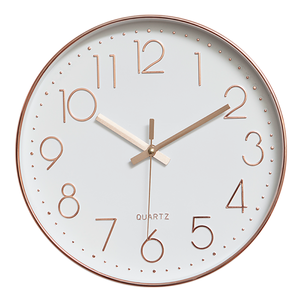 Wall Clock 30cm Contemporary Rose Gold Silent Quartz Battery Operated Non Ticking