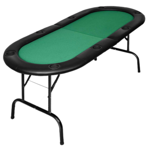 8 Player Poker Table Foldable Cup Holders Velvet Felt 185cm Blackjack Game