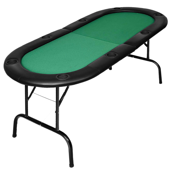 8 Player Poker Table Foldable Cup Holders Velvet Felt 185cm Blackjack Game