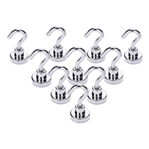 Magnetic Hooks 10 Pack Neodymium N38 10kg Holding Power Rust Resistant