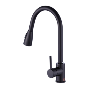 Luxury Pull Down Kitchen Mixer Tap Flexible Neck Matte Black 5 Star WELS