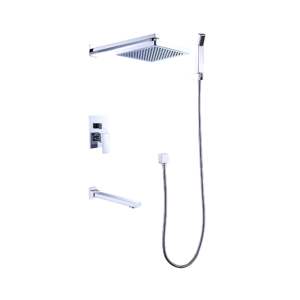 8 Rainfall Shower Head 3 Function Mixer Wall Arm Bath Spout Set Chrome Finish