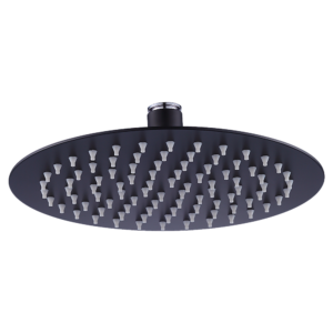 Round Rain Shower Head 304SS Matte Black 200mm Watermark Eco Friendly