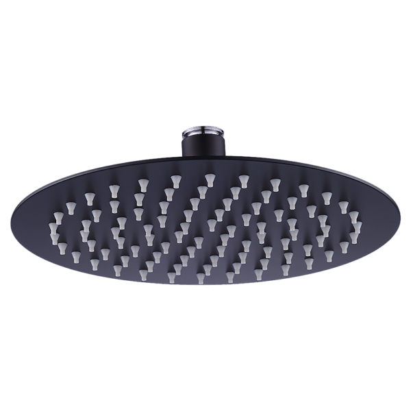 Round Rain Shower Head 304SS Matte Black 200mm Watermark Eco Friendly