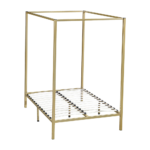 Double Bed Frame Four Poster Gold Metal 137x187cm Sturdy Modern Design 300kg