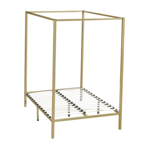 Double Bed Frame Four Poster Gold Metal 137x187cm Sturdy Modern Design 300kg