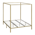 King Size Gold Four Poster Bed Frame Modern Design Sturdy Metal 300kg Capacity