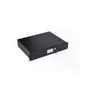 2U Rack Mount DJ Drawer 19 Inch Steel Plate Lockable Storage Cabinet Black