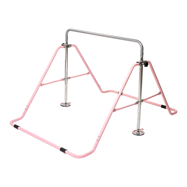 Kids Gymnastics Bar Adjustable 4 Heights Foldable Training Kip Pink 120kg Capacity