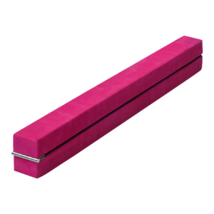 Gymnastics Folding Balance Beam 2.2m Pink Synthetic Suede Portable Home Use