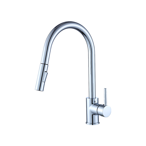 Luxury Pull Out Kitchen Mixer Tap Chrome Finish Solid Brass Watermark WELS 6 Star