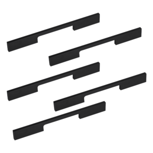 Kitchen Cabinet Door Pulls 160mm Matte Black Aluminum Alloy Square Handles 5pc