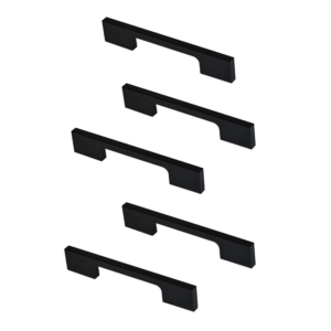 Kitchen Cabinet Door Pulls 96mm Matte Black Square Handles 5 Pack Aluminium Alloy