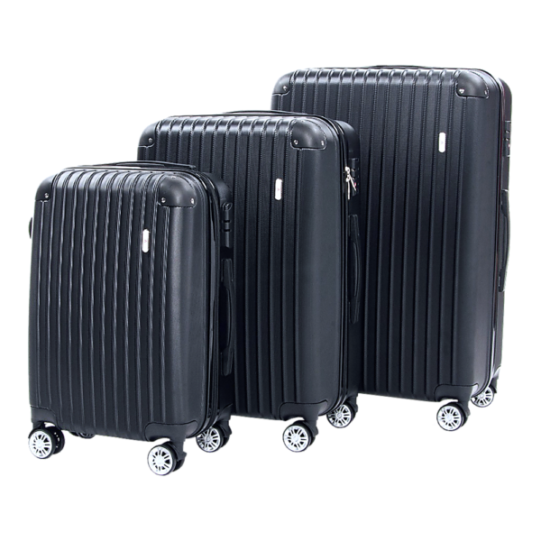 3pc Luggage Set 20 24 28 TSA Locks 360  Wheels Travel Trolley Bags Black