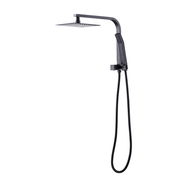 Dual Head Rain Shower Combo 8 Square High Pressure Handheld WELS 3 Star Black