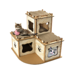 Cat Condo Cardboard House Scratcher Tower Multi Level Brown 67.5cm