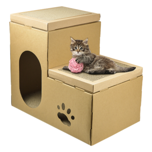 Cat Cardboard Condo Multi Level Scratcher House 50x40x32cm Pet Tower Pad