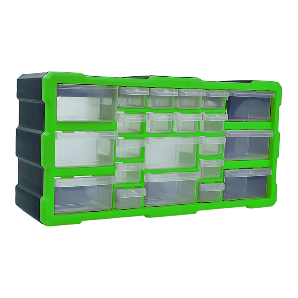 22 Drawer Tool Storage Cabinet Organizer Home Garage Wall Mounted Black Green