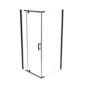 Framed Pivot Shower Screen Safety Glass Reversible Door Easy Clean Black Handle