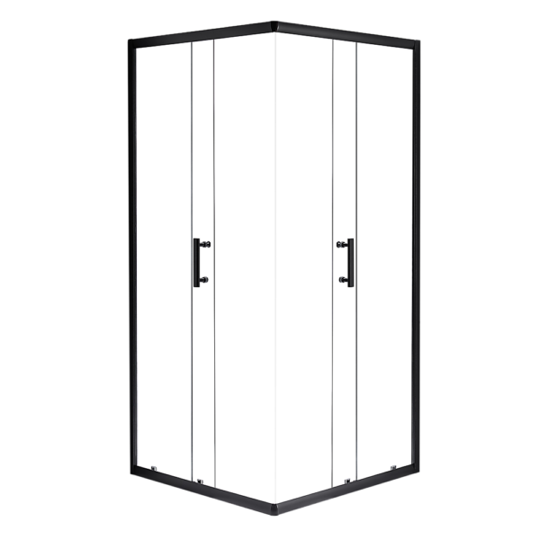 Sliding Shower Screen Nano Glass Quiet Double Door Black Hardware Waterproof