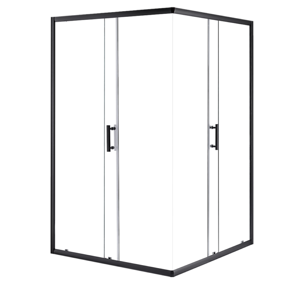 Sliding Shower Screen Nano Glass Quiet Double Door Waterproof Black Hardware