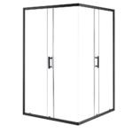 Sliding Shower Screen Double Door Nano Glass Quiet Glide Waterproof Black Hardware