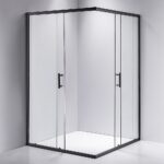 Sliding Shower Screen Nano Glass Quiet Double Door Easy Clean Reversible Black