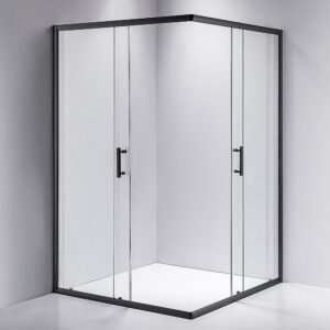 Sliding Shower Screen Nano Glass Quiet Double Door Easy Clean Reversible Black