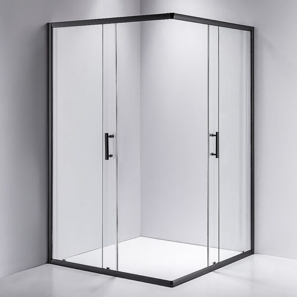 Sliding Shower Screen Nano Glass Quiet Double Door Easy Clean Reversible Black