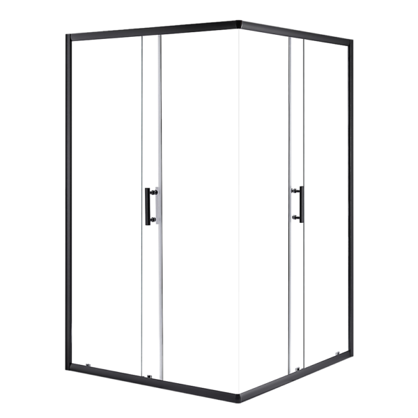 Sliding Double Door Shower Screen Nano Glass Quiet Glide Waterproof Black Trim