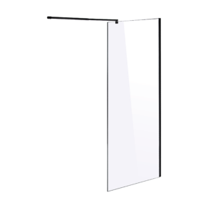 Frameless Shower Screen 10mm Toughened Safety Glass Modern Bathroom Black Hardware