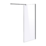 Frameless Safety Glass Shower Screen 10mm Toughened Clear Bath Panel Black Trim